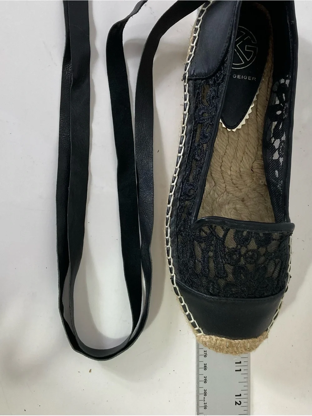 Nwot KURT GEIGER Espadrilles Sandals Women 39 Black Lace Up